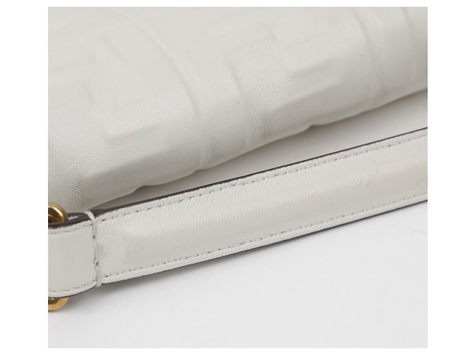 Fendi Borsa a spalla Baguette in pelle Medium White - vista 15