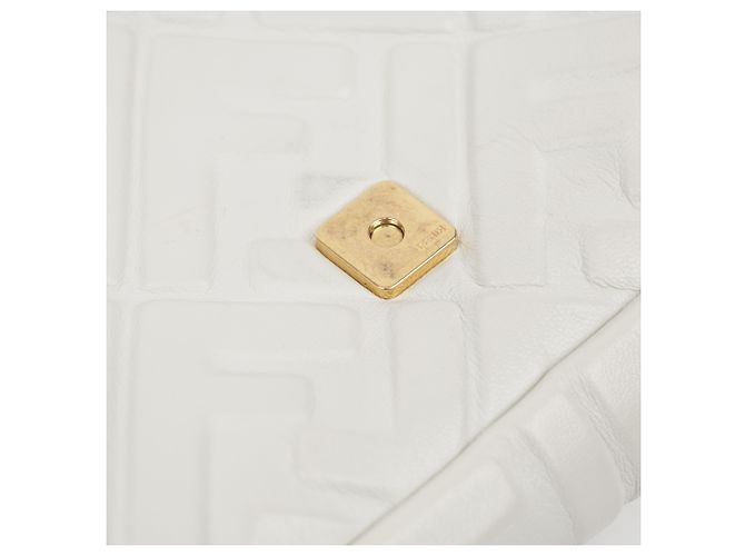 Fendi Borsa a spalla Baguette in pelle Medium White - vista 18