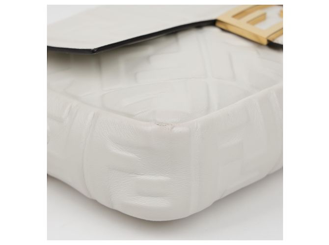 Fendi Borsa a spalla Baguette in pelle Medium White - vista 6