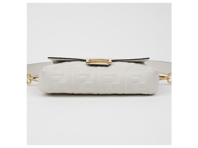 Fendi Borsa a spalla Baguette in pelle Medium White - vista 7