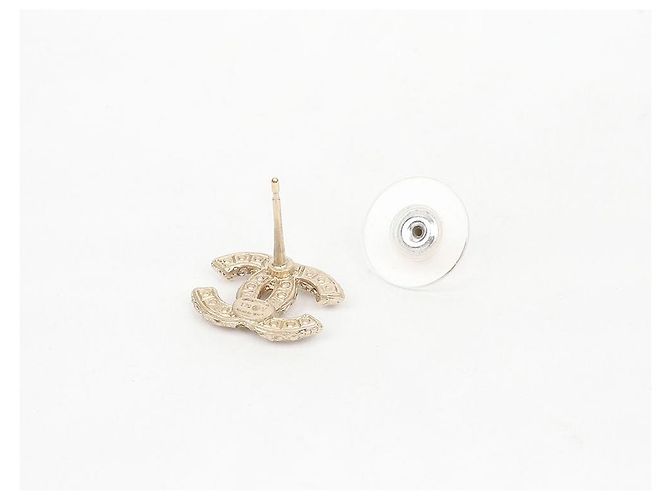 Chanel Orecchini Classic CC Logo Crystal Pearl Earrings Gold - vista 4
