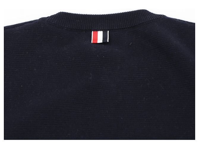 Thom Browne Cotton Crepe Milano Stitch Pullover Navy - view 11