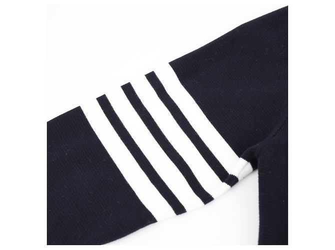 Thom Browne Cotton Crepe Milano Stitch Pullover Navy - view 13
