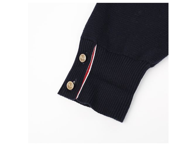 Thom Browne Cotton Crepe Milano Stitch Pullover Navy - view 14