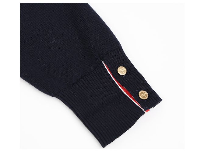 Thom Browne Cotton Crepe Milano Stitch Pullover Navy - view 15