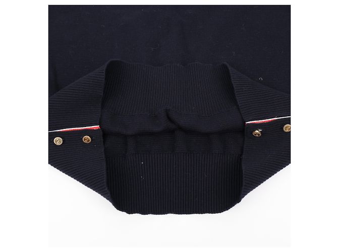 Thom Browne Cotton Crepe Milano Stitch Pullover Navy - view 17