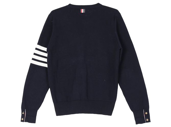 Thom Browne Cotton Crepe Milano Stitch Pullover Navy - view 2