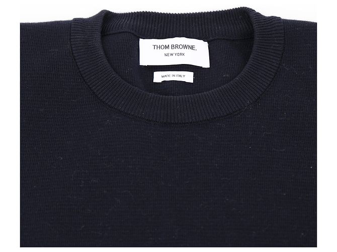 Thom Browne Cotton Crepe Milano Stitch Pullover Navy - view 3