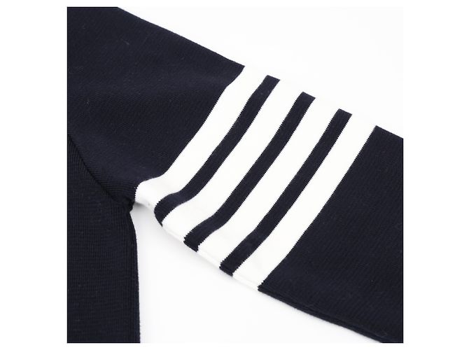 Thom Browne Cotton Crepe Milano Stitch Pullover Navy - view 4