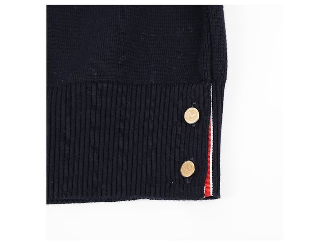 Thom Browne Cotton Crepe Milano Stitch Pullover Navy - view 9