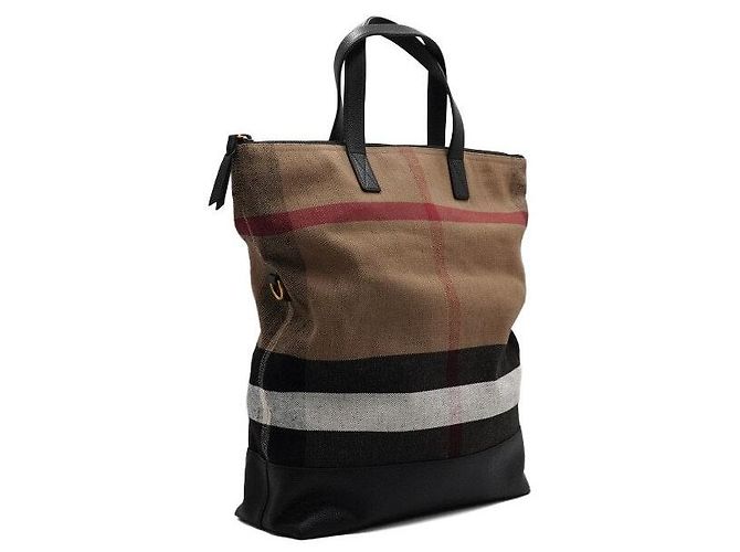 Burberry Borsa Tote e Borsa a Tracolla Pieghevole Canvas Check Amry - vista 3