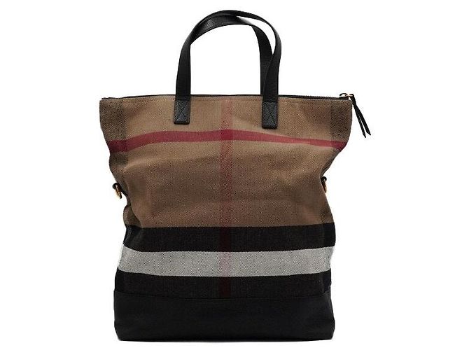 Burberry Borsa Tote e Borsa a Tracolla Pieghevole Canvas Check Amry - vista 4
