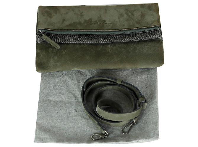 Brunello Cucinelli Borsa a tracolla pouch in nubuck - vista 6