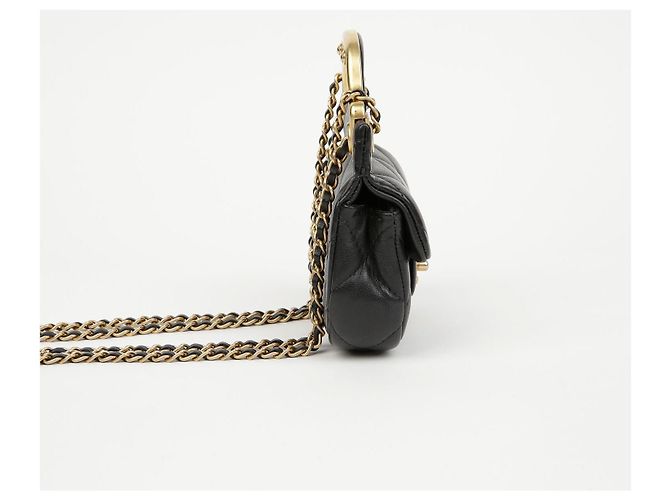 Chanel Borsa Crossbody Porta Carte con Patta e Catena Nera - vista 6