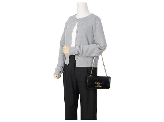 Céline Borsa a tracolla Claude Chain da donna in vitello nero - vista 16