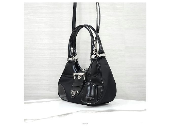 Bolsa de mão Prada de nylon e couro marrom - vista 2