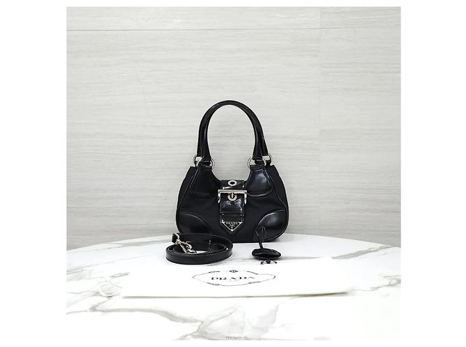 Bolsa de mão Prada de nylon e couro marrom - vista 9