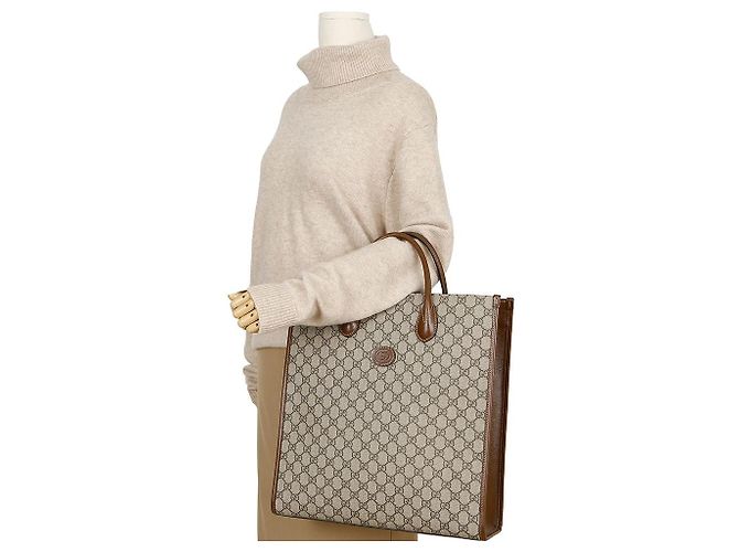Gucci Borsa Tote Media Interlocking Marrone - vista 13