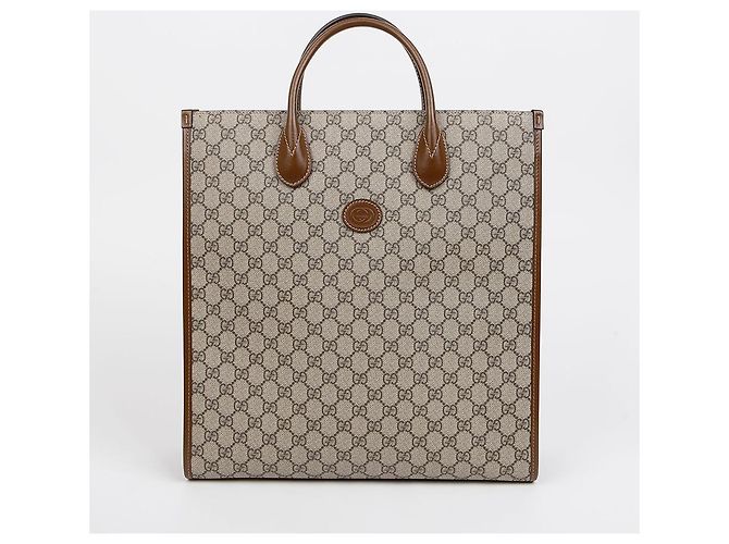 Gucci Borsa Tote Media Interlocking Marrone - vista 2