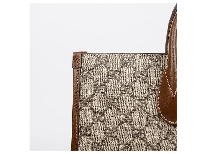 Gucci Borsa Tote Media Interlocking Marrone - vista 3