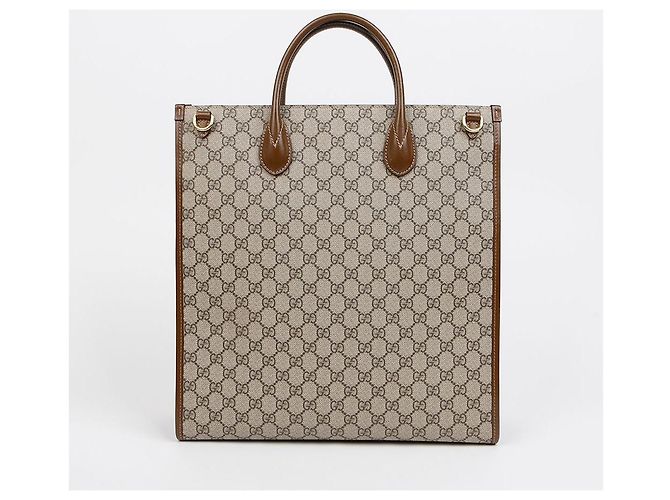 Gucci Borsa Tote Media Interlocking Marrone - vista 5