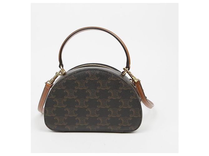 Céline Borsa crossbody Triop Canvas Half Moon Case Tan - vista 4