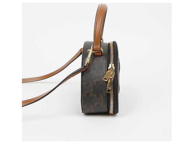 Céline Borsa crossbody Triop Canvas Half Moon Case Tan - vista 5