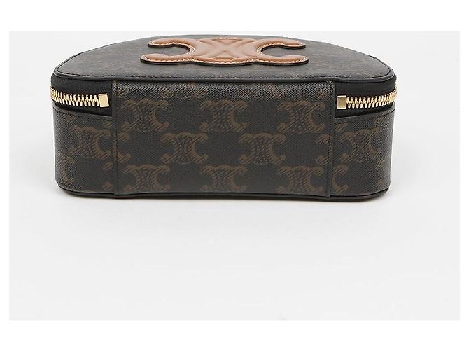 Céline Borsa crossbody Triop Canvas Half Moon Case Tan - vista 6