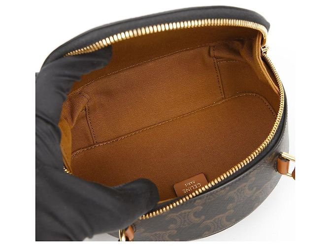 Céline Borsa crossbody Triop Canvas Half Moon Case Tan - vista 8
