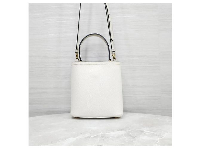Prada Borsa a spalla tote doppia Panier in Saffiano bianca - vista 3