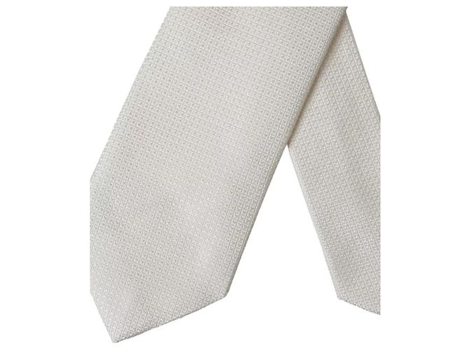 Dolce & Gabbana Off White Patterned Silk Classic Adjustable Tie - view 2