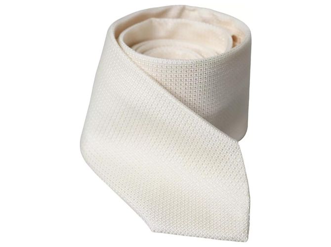 Dolce & Gabbana Off White Patterned Silk Classic Adjustable Tie - view 4