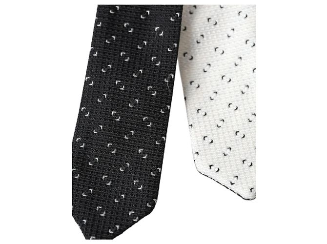 Dolce & Gabbana Black White Patterned Adjustable Tie - view 2