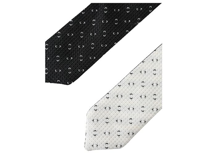 Dolce & Gabbana Black White Patterned Adjustable Tie - view 3