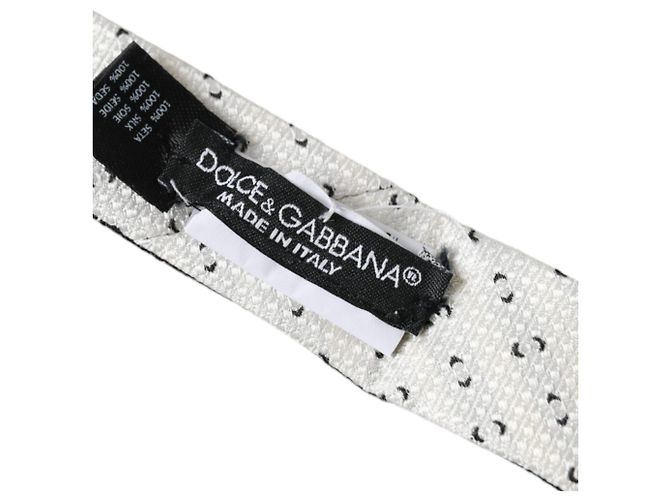 Dolce & Gabbana Black White Patterned Adjustable Tie - view 4