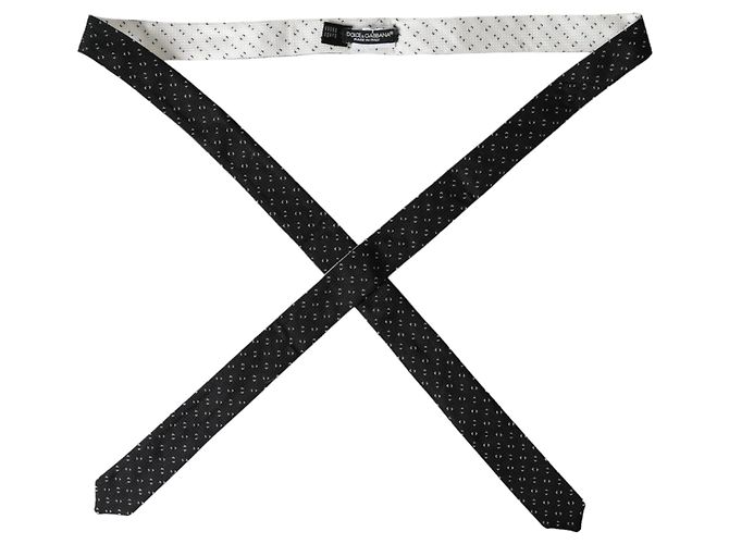Dolce & Gabbana Black White Patterned Adjustable Tie - view 5