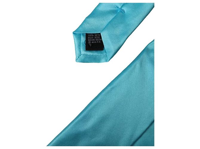 Dolce & Gabbana Light Blue Satin Silk Wide Adjustable Men Tie - view 3