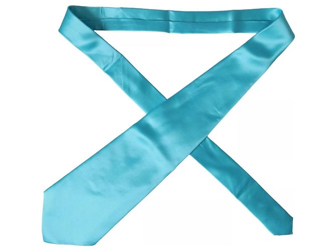 Dolce & Gabbana Light Blue Satin Silk Wide Adjustable Men Tie - view 5