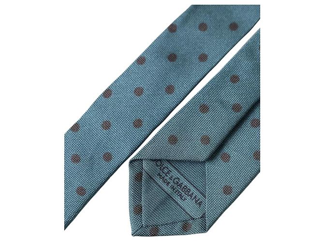 Dolce & Gabbana Cravatta regolabile da uomo in seta a pois blu nero - vista 2