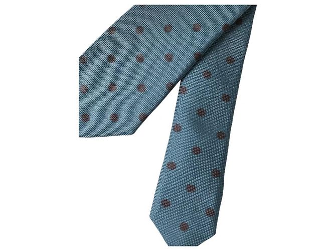 Dolce & Gabbana Cravatta regolabile da uomo in seta a pois blu nero - vista 4