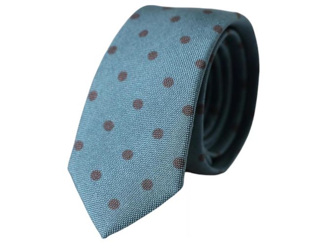 Dolce & Gabbana Cravatta regolabile da uomo in seta a pois blu nero - vista 5