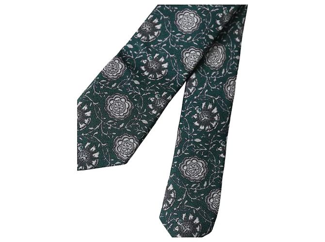 Dolce & Gabbana Cravatta regolabile da uomo in seta con stampa floreale verde - vista 3