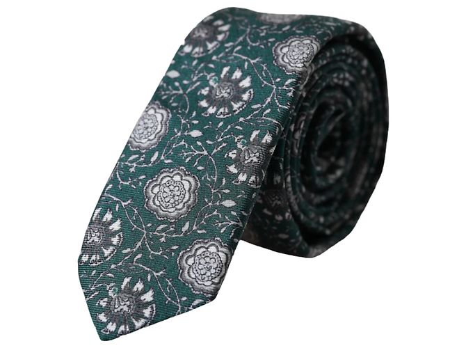 Dolce & Gabbana Cravatta regolabile da uomo in seta con stampa floreale verde - vista 5