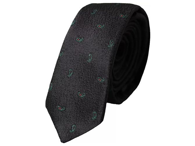 Dolce & Gabbana Cravatta regolabile da uomo in seta Fantasy grigio scuro - vista 5