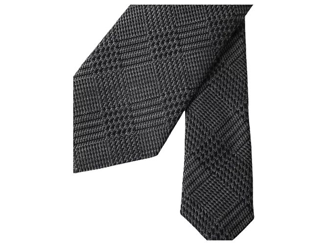 Dolce & Gabbana Dark Gray Plaid Patterned Silk Adjustable Men Tie - view 3