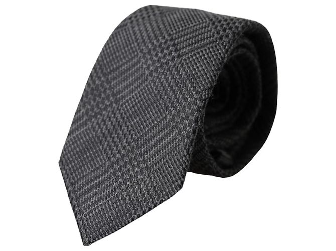 Dolce & Gabbana Dark Gray Plaid Patterned Silk Adjustable Men Tie - view 5