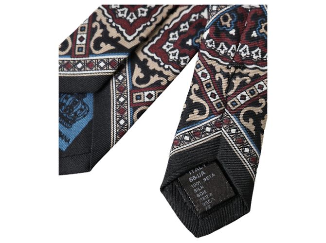 Dolce & Gabbana Black Printed % Silk Adjustable Men Tie - view 3