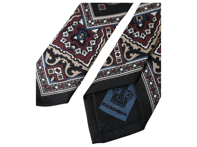Dolce & Gabbana Black Printed % Silk Adjustable Men Tie - view 4