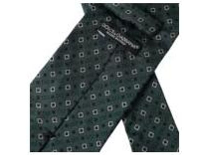 Dolce & Gabbana Green Silk Branded Logo Adjustable Men Tie - view 3