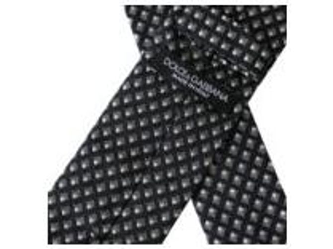 Dolce & Gabbana Dark Gray % Silk Patterned Adjustable Men Tie - view 3